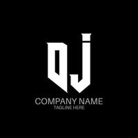 diseño del logotipo de la letra dj. letras iniciales del icono del logotipo de dj gaming para empresas de tecnología. plantilla de diseño de logotipo mínimo tech letter dj. vector de diseño de letras dj con colores blanco y negro. DJ