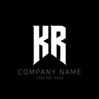 KR Letter Logo Design. Initial letters KR gaming's logo icon for technology companies. Tech letter KR minimal logo design template. KR letter design vector with white and black colors. KR