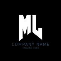 ML Letter Logo Design. Initial letters ML gaming's logo icon for technology companies. Tech letter ML minimal logo design template. ML letter design vector with white and black colors. ML