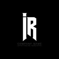 IR Letter Logo Design. Initial letters IR gaming's logo icon for technology companies. Tech letter IR minimal logo design template. IR letter design vector with white and black colors. IR