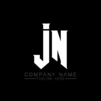JN Letter Logo Design. Initial letters JN gaming's logo icon for technology companies. Tech letter JN minimal logo design template. JN letter design vector with white and black colors. JN