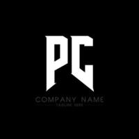 diseño de logotipo de letra pc. letras iniciales del icono del logotipo de juegos de pc para empresas de tecnología. plantilla de diseño de logotipo mínimo de tech letter pc. vector de diseño de carta pc con colores blanco y negro. ordenador personal