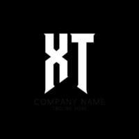 diseño del logotipo de la letra xt. letras iniciales del icono del logotipo de xt gaming para empresas de tecnología. plantilla de diseño de logotipo mínimo tech letter xt. xt vector de diseño de letras con colores blanco y negro. xt, xt