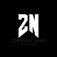 ZN Letter Logo Design. Initial letters ZN gaming's logo icon for technology companies. Tech letter ZN minimal logo design template. Z N letter design vector with white and black colors. zn, z n