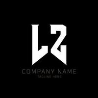 diseño del logotipo de la letra lz. letras iniciales lz icono del logotipo de juegos para empresas de tecnología. plantilla de diseño de logotipo mínimo tech letter lz. vector de diseño de letras lz con colores blanco y negro. lz