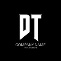 DT Letter Logo Design. Initial letters DT gaming's logo icon for technology companies. Tech letter DT minimal logo design template. DT letter design vector with white and black colors. DT