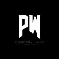 PW Letter Logo Design. Initial letters PW gaming's logo icon for technology companies. Tech letter PW minimal logo design template. PW letter design vector with white and black colors. PW