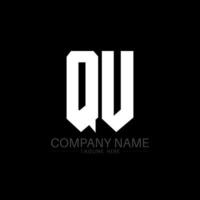 QU Letter Logo Design. Initial letters QU gaming's logo icon for technology companies. Tech letter QU minimal logo design template. QU letter design vector with white and black colors. QU