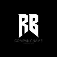 diseño del logotipo de la letra rb. Letras iniciales del icono del logotipo de rb gaming para empresas de tecnología. plantilla de diseño de logotipo mínimo rb de letra técnica. vector de diseño de letras rb con colores blanco y negro. rb