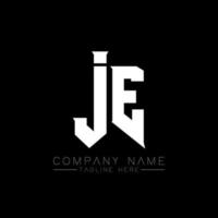 JE Letter Logo Design. Initial letters JE gaming's logo icon for technology companies. Tech letter JE minimal logo design template. JE letter design vector with white and black colors. JE