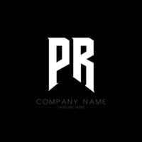 PR Letter Logo Design. Initial letters PR gaming's logo icon for technology companies. Tech letter PR minimal logo design template. PR letter design vector with white and black colors. PR
