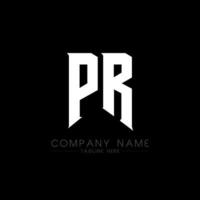 diseño de logotipo de carta pr. letras iniciales pr icono del logotipo de juegos para empresas de tecnología. plantilla de diseño de logotipo mínimo de letra técnica pr. vector de diseño de carta pr con colores blanco y negro. relaciones públicas