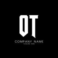 OT Letter Logo Design. Initial letters OT gaming's logo icon for technology companies. Tech letter OT minimal logo design template. OT letter design vector with white and black colors. OT