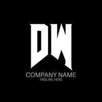 DW Letter Logo Design. Initial letters DW gaming's logo icon for technology companies. Tech letter DW minimal logo design template. DW letter design vector with white and black colors. DW