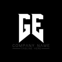 GE Letter Logo Design. Initial letters GE gaming's logo icon for technology companies. Tech letter GE minimal logo design template. GE letter design vector with white and black colors. GE