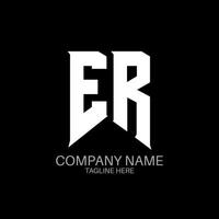 ER Letter Logo Design. Initial letters ER gaming's logo icon for technology companies. Tech letter ER minimal logo design template. ER letter design vector with white and black colors. ER