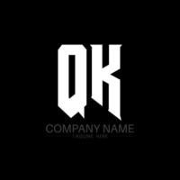 QK Letter Logo Design. Initial letters QK gaming's logo icon for technology companies. Tech letter QK minimal logo design template. QK letter design vector with white and black colors. QK