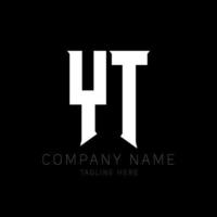 YT Letter Logo Design. Initial letters YT gaming's logo icon for technology companies. Tech letter YT minimal logo design template. Y T letter design vector with white and black colors. yt, y t