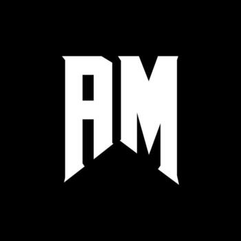 AM Letter Logo Design. Initial letters AM gaming's logo icon for technology companies. Tech letter AM minimal logo design template. AM letter design vector with white and black colors. AM