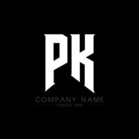 diseño del logotipo de la letra pk. letras iniciales del icono del logotipo de pk gaming para empresas de tecnología. plantilla de diseño de logotipo mínimo pk de letra técnica. vector de diseño de letras pk con colores blanco y negro. paquete