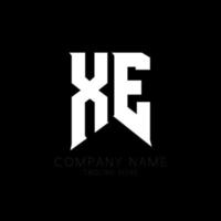 diseño del logotipo de la letra xe. letras iniciales del icono del logotipo de xe gaming para empresas de tecnología. plantilla de diseño de logotipo mínimo tech letter xe. vector de diseño de letras xe con colores blanco y negro. xe, xe