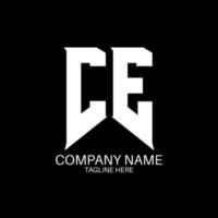 CE Letter Logo Design. Initial letters CE gaming's logo icon for technology companies. Tech letter CE minimal logo design template. CE letter design vector with white and black colors. CE