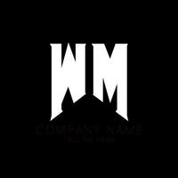 diseño del logotipo de la letra wm. letras iniciales del icono del logotipo de wm gaming para empresas de tecnología. plantilla de diseño de logotipo mínimo tech letter wm. vector de diseño de letra wm con colores blanco y negro. wm, wm