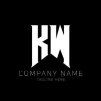 diseño del logotipo de la letra kw. letras iniciales del icono del logotipo de kw gaming para empresas de tecnología. plantilla de diseño de logotipo mínimo tech letter kw. vector de diseño de letra kw con colores blanco y negro. kilovatios