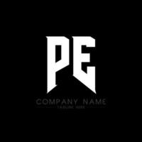 PE Letter Logo Design. Initial letters PE gaming's logo icon for technology companies. Tech letter PE minimal logo design template. PE letter design vector with white and black colors. PE