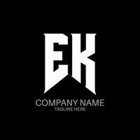 diseño del logotipo de la letra ek. letras iniciales del icono del logotipo de ek gaming para empresas de tecnología. plantilla de diseño de logotipo mínimo de letra técnica ek. vector de diseño de letras ek con colores blanco y negro. eek