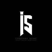 IS Letter Logo Design. Initial letters IS gaming's logo icon for technology companies. Tech letter IS minimal logo design template. IS letter design vector with white and black colors. IS