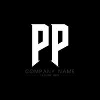 diseño de logotipo de letra pp. letras iniciales del icono del logotipo de pp gaming para empresas de tecnología. plantilla de diseño de logotipo mínimo tech letter pp. vector de diseño de letras pp con colores blanco y negro. páginas