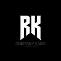 diseño del logotipo de la letra rk. letras iniciales del icono del logotipo de rk gaming para empresas de tecnología. plantilla de diseño de logotipo mínimo rk de letra técnica. vector de diseño de letras rk con colores blanco y negro. rk