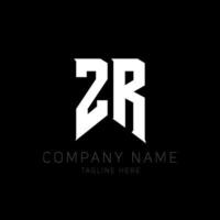 diseño del logotipo de la letra zr. letras iniciales del icono del logotipo de zr gaming para empresas de tecnología. plantilla de diseño de logotipo mínimo tech letter zr. vector de diseño de letra zr con colores blanco y negro. zr, zr