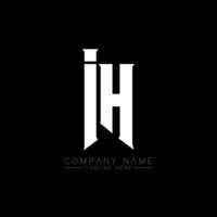 IH Letter Logo Design. Initial letters IH gaming's logo icon for technology companies. Tech letter IH minimal logo design template. IH letter design vector with white and black colors. IH