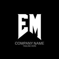 EM Letter Logo Design. Initial letters EM gaming's logo icon for technology companies. Tech letter EM minimal logo design template. EM letter design vector with white and black colors. EM