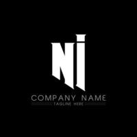 NI Letter Logo Design. Initial letters NI gaming's logo icon for technology companies. Tech letter NI minimal logo design template. NI letter design vector with white and black colors. NI