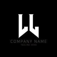LL Letter Logo Design. Initial letters LL gaming's logo icon for technology companies. Tech letter LL minimal logo design template. LL letter design vector with white and black colors. LL