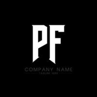 PF Letter Logo Design. Initial letters PF gaming's logo icon for technology companies. Tech letter PF minimal logo design template. PF letter design vector with white and black colors. PF