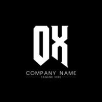 OX Letter Logo Design. Initial letters OX gaming's logo icon for technology companies. Tech letter OX minimal logo design template. OX letter design vector with white and black colors. OX