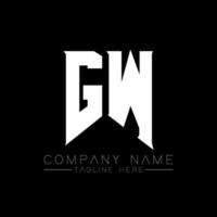 diseño del logotipo de la letra gw. letras iniciales gw icono del logotipo de juegos para empresas de tecnología. plantilla de diseño de logotipo mínimo tech letter gw. vector de diseño de letra gw con colores blanco y negro. gw