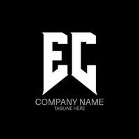 diseño del logotipo de la letra ec. letras iniciales del icono del logotipo de ec gaming para empresas de tecnología. plantilla de diseño de logotipo mínimo de tech letter ec. vector de diseño de letras ec con colores blanco y negro. CE