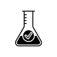 chemical flask with checkmark icon vector