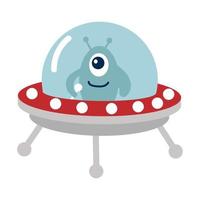 Cute alien in spaceship cartoon vector