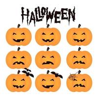 conjunto de calabazas de halloween elemento de diseño vectorial vector