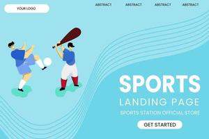 illustration landing page tamplate of a person sports , basketball, football vector