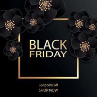 Black friday sale background with flowers vector