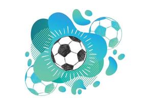 Hand drawn football, soccer ball sketch. Fluid abstract background. Banners with flowing liquid shapes. Vector