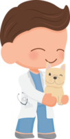 cute young veterinarian couple character flat style png