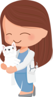 cute young veterinarian couple character flat style png